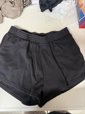 Women’s Black Athletic Lounge Shorts with Elastic Waist